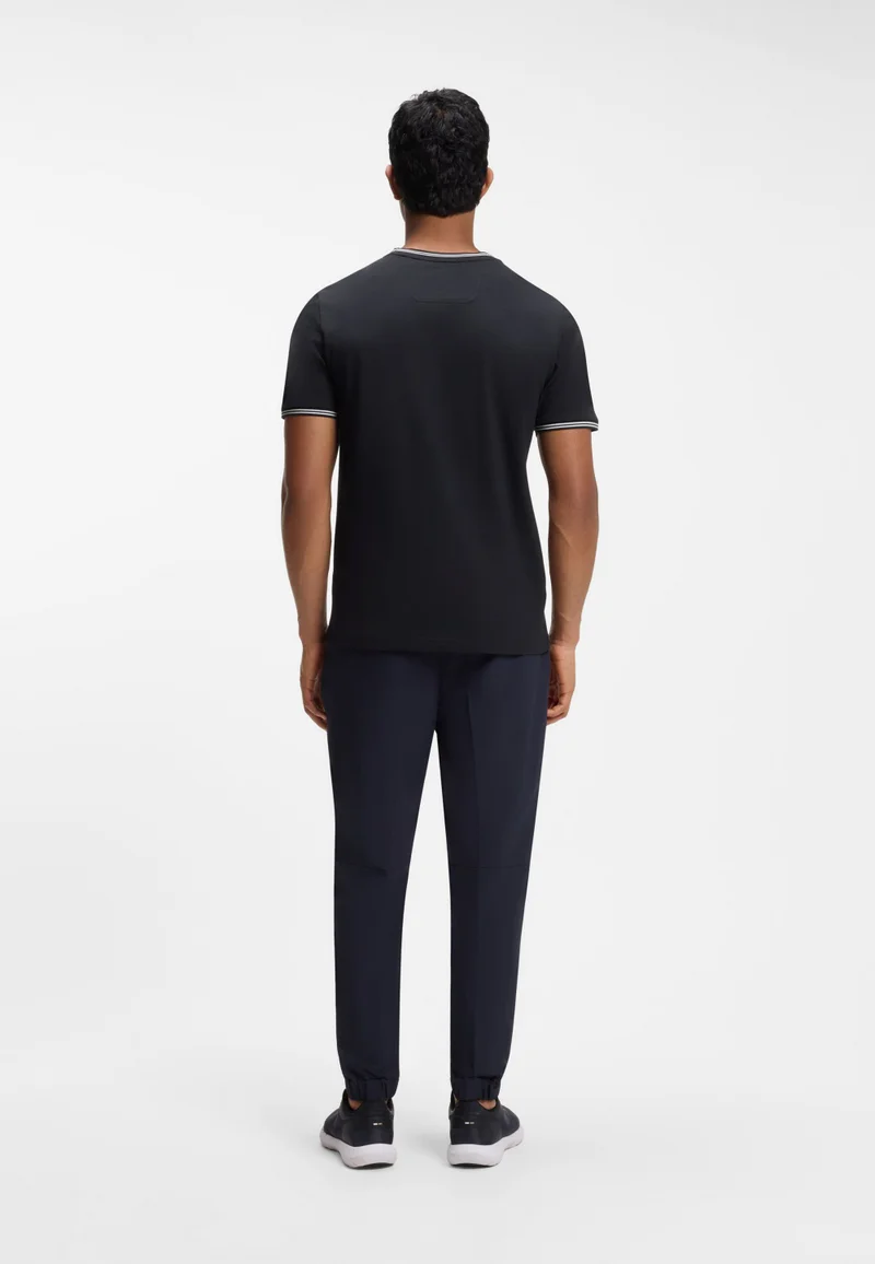 BOSS Stretch-cotton T-shirt with stripes and logo