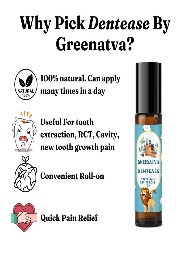 Greenatva Dentease by Greenatva - Natural Dental Pain Relief Roll On, Effective Toothache Relief for Adults & Children 4+ years, Ginger, Chamomile, Clove Oils Based, 10ml, Plant based, Kids and Travel Essential - Image 4