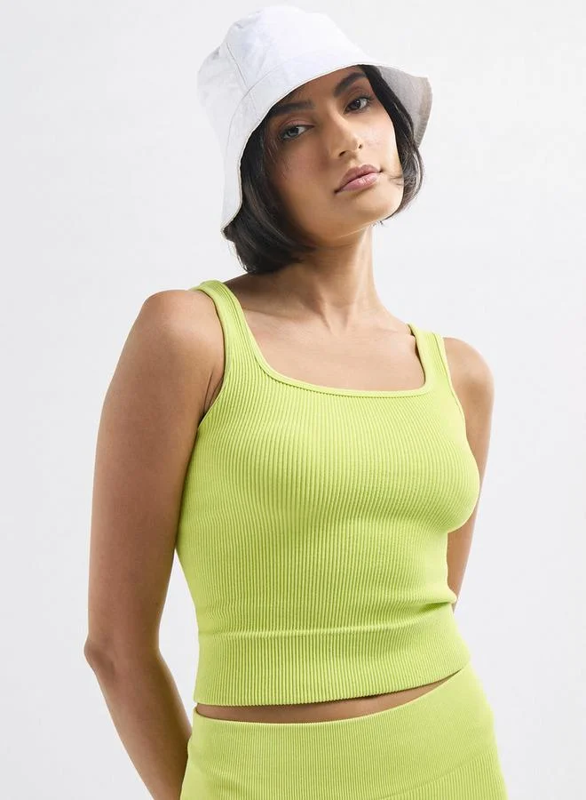 Splash FAV Ribbed Cropped Tank Top with Square Neck