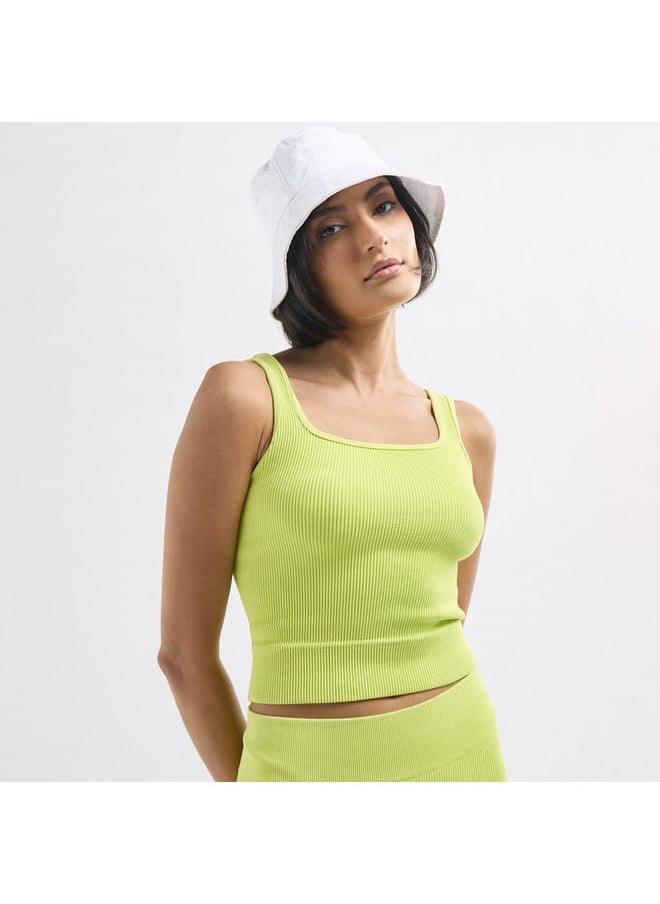 FAV Ribbed Cropped Tank Top with Square Neck  - Image 1