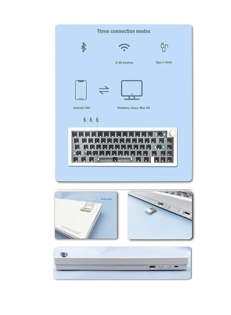 GMK67 Hot Swappable RGB Backlight Mechanical Keyboard Kit Bluetooth 2.4G Wireless 3 Customized DIY Keyboard White