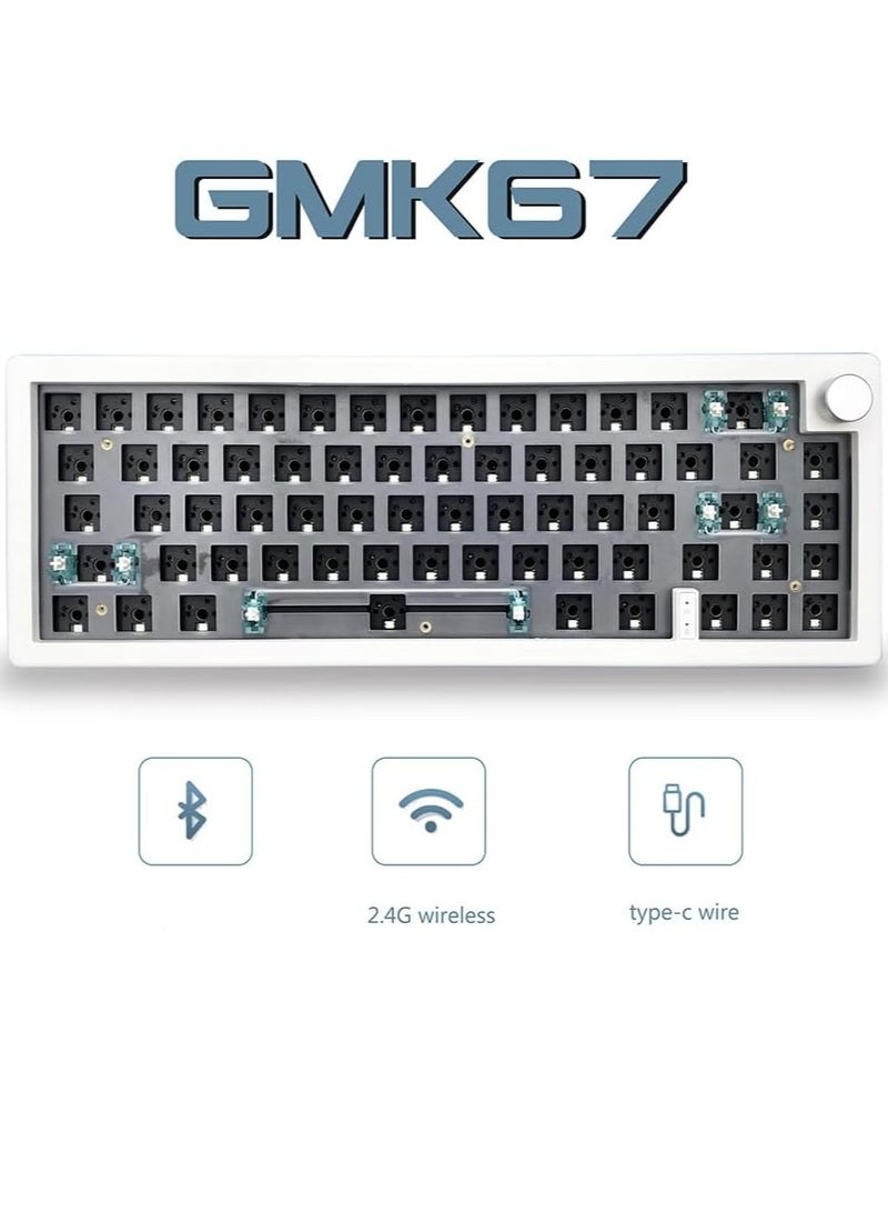GMK67 Hot Swappable RGB Backlight Mechanical Keyboard Kit Bluetooth 2.4G Wireless 3 Customized DIY Keyboard White