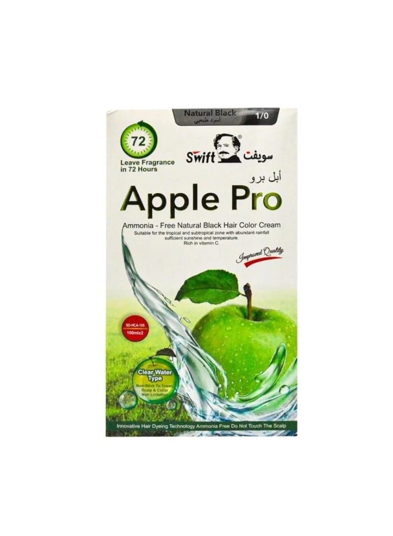 سويفت صبغة شعر ابل برو (اسود طبيعي ) كريمية بتغطية 100% للشعر الابيض من سويفت خالية من الامونيا مصنوعة من مكونات عشبية طبيعية  لتوفر تغذية غنية للشعر وفروة الراس 2*100 مل - Image 2