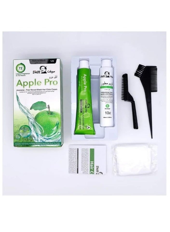 سويفت صبغة شعر ابل برو (اسود طبيعي ) كريمية بتغطية 100% للشعر الابيض من سويفت خالية من الامونيا مصنوعة من مكونات عشبية طبيعية  لتوفر تغذية غنية للشعر وفروة الراس 2*100 مل - Image 3