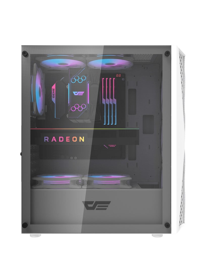 Darkflash DK352 Mesh ATX/MATX/ITX Gaming PC Case With Pre-Installed 4 * 120MM ARGB Fans, Transparent Glass Panel, USB 3.0, Support 360mm Radiator - Image 2