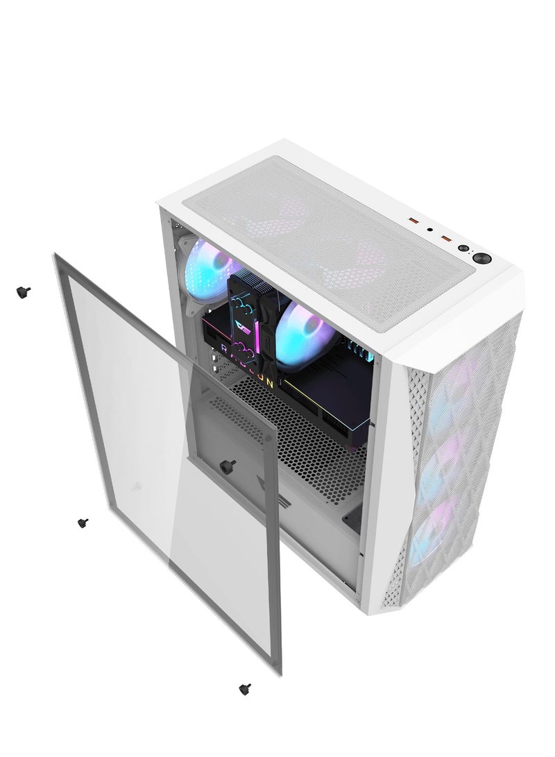 Darkflash DK352 Mesh ATX/MATX/ITX Gaming PC Case With Pre-Installed 4 * 120MM ARGB Fans, Transparent Glass Panel, USB 3.0, Support 360mm Radiator - Image 3