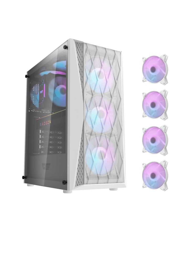 Darkflash DK352 Mesh ATX/MATX/ITX Gaming PC Case With Pre-Installed 4 * 120MM ARGB Fans, Transparent Glass Panel, USB 3.0, Support 360mm Radiator - Image 1