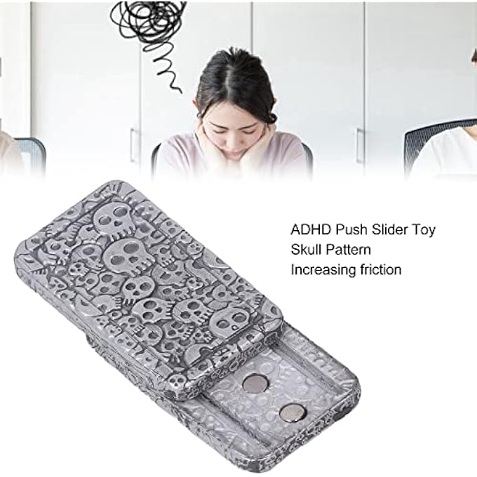 Nurnesy Skull Pattern ADHD, Anxiety Stress Relief Push Slider Sensory Toy Metal, with Unique Magnets, Great for Adults and Kids at Home, Office or Travel, for Improving Concentration - Image 2