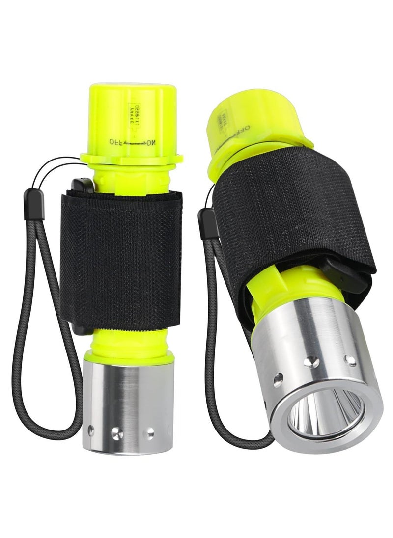 2 Pcs Scuba Diving Flashlight, IPX8 Waterproof Underwater Professional Diving Flashlight, 1200 Lumens  3 Modes Underwater Flashlight for Scuba Diving, Night Snorkeling (Battery Not Include) - Image 1