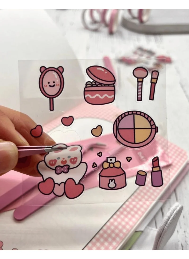 Kağıt Gemi Dükkan Paper Ship Shop Set of 2 Sticker Tweezers Straight and Curved Tip Pink sticker washi Tape Sticker Bullet Journal