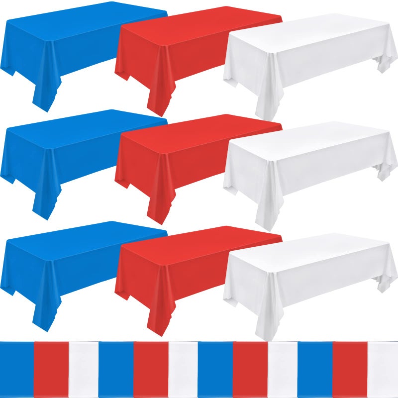 Tudomro 30 Pcs 4th of July Tablecloths Disposable Patriot Day Plastic Table Covers Red White and Blue Decorations for Patriotic Party Supplies Independence Day Veterans Day Decorations 54 x 108 Inch