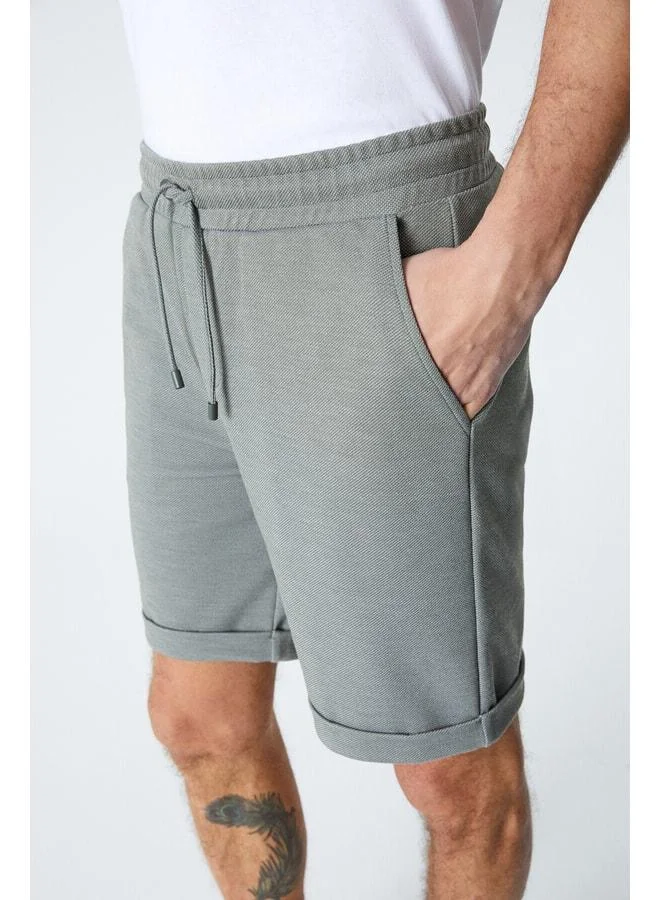 Grimelange ARDIAN Men's Comfort Fit Pocketed Elastic Waist Green Shorts & Bermuda.