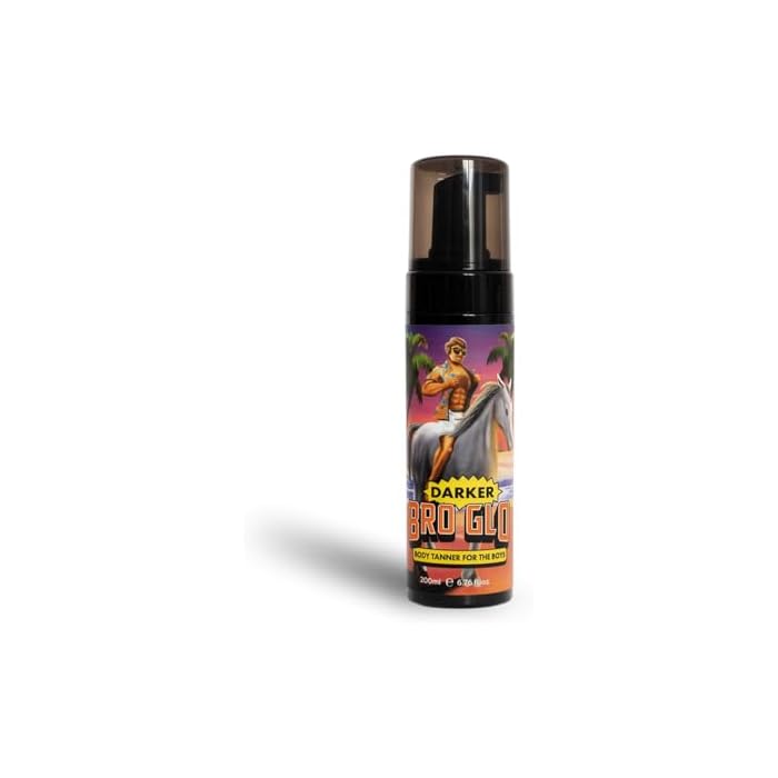 Bro Glo Darker Self Tanner for The Boys - Quick Application Easy Sunless Tan For Face and Body Oil Free Water Based Faster Skin Drying Natural Sun Kissed Bronze Color Perfect Men (Body Foam)