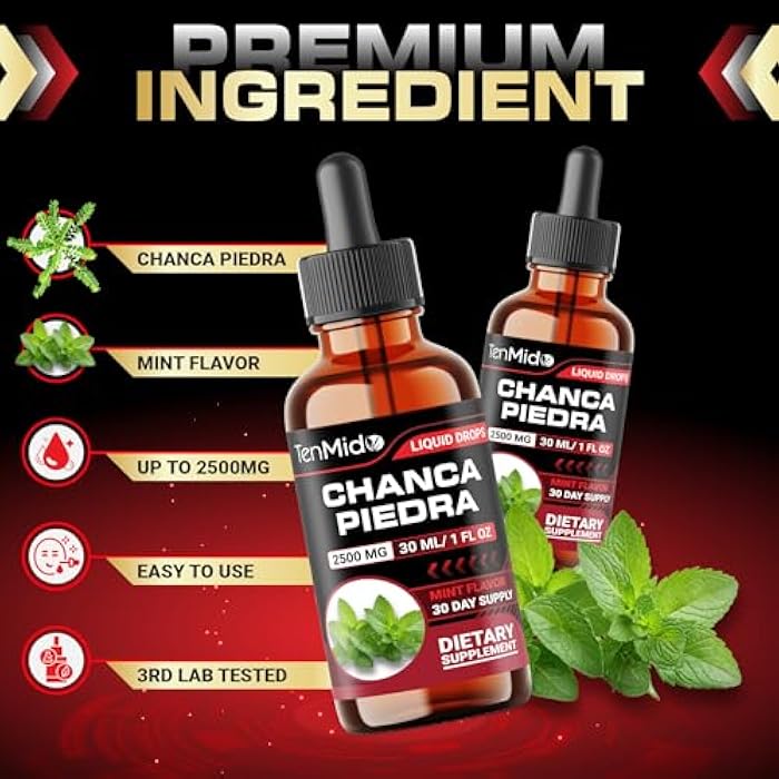 Tenmido Chanca Piedra Stone Breaker Drops 2500mg - Herbal Extract Liquid Supplement | Alcohol-Free, Vegan, Non-GMO - 30ml 1 Fl OZ - Image 3