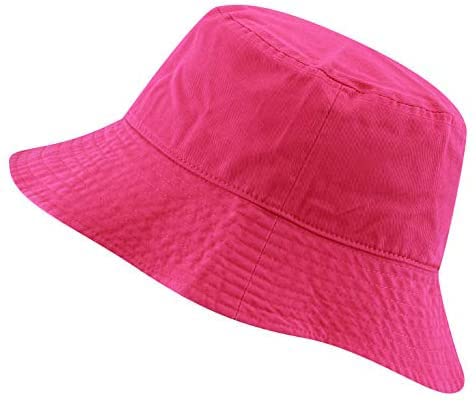 Missby® Unisex Cotton Packable Summer Long Brim Sun Hat (Pink) - Image 1