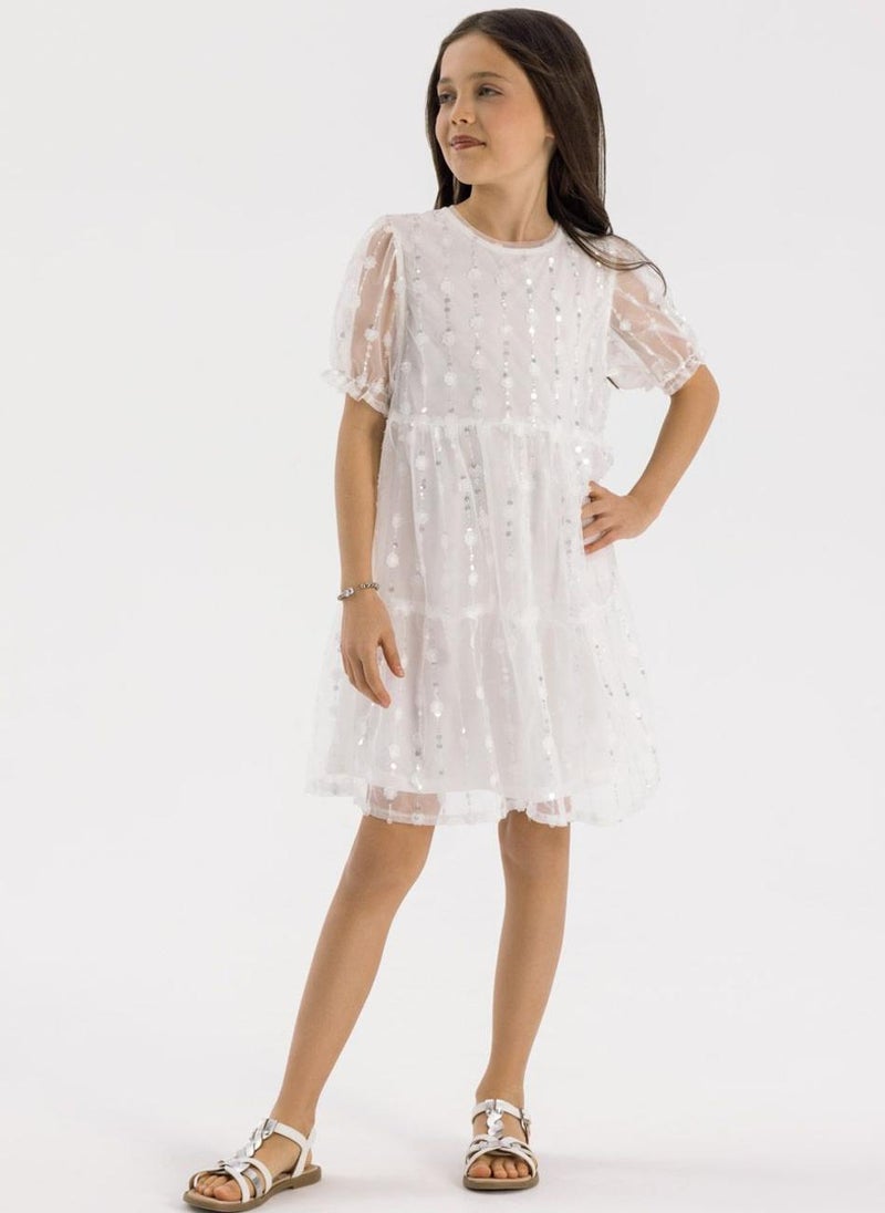 مينوتي فستان تول مزين بالترتر للبنات - Image 1