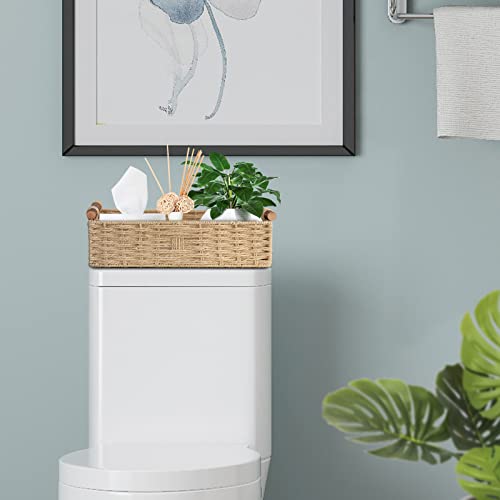 STOBSK Round Paper Rope Storage Basket with Handle, Beige, 14.5in x 6.6in x 3.74in - Image 5