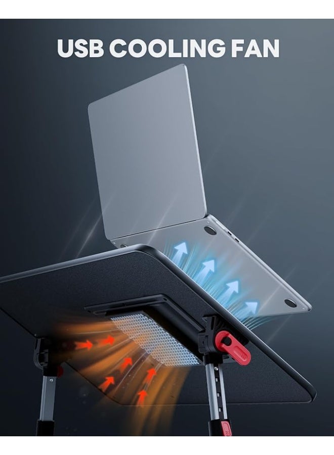 طاولة لابتوب قابلة للتعديل مع مروحة تبريد USB، قابلة للطي للاستخدام على السرير والكنبة والأرضية، مناسبة للعمل والدراسة بمقاس 52 × 30 سم - Image 5