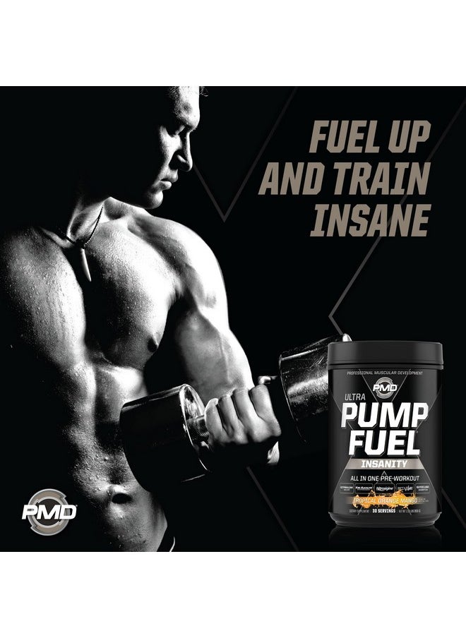 PMD PMD Sports Ultra Pump Fuel Insanity - Pre Workout Drink Mix for Energy, Strength, Endurance, Recovery - Complex Carbohydrates and Amino Energy - Tropical Orange Mango (30 Servings)  - Image 3