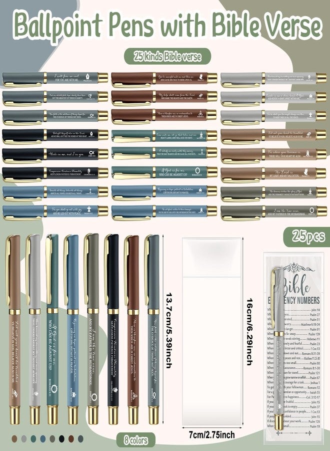 Feifeiya Christian Gifts in Bulk Emergency Bible Verses Bookmarks with Inspirational Scripture Ballpoint Pens Religious Gifts for Church Men Women Members(25 Sets) - Image 3