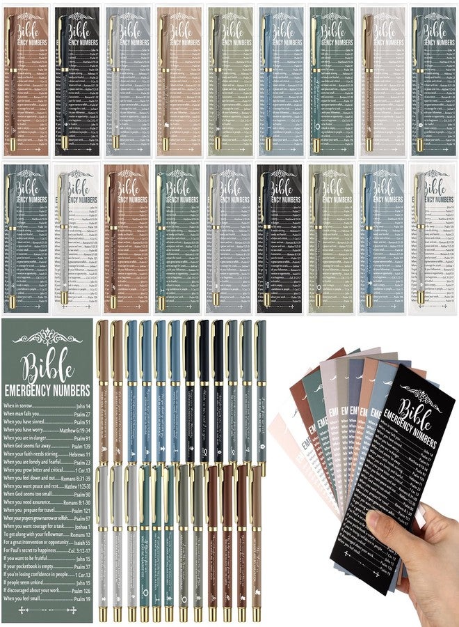 Feifeiya Christian Gifts in Bulk Emergency Bible Verses Bookmarks with Inspirational Scripture Ballpoint Pens Religious Gifts for Church Men Women Members(25 Sets) - Image 1