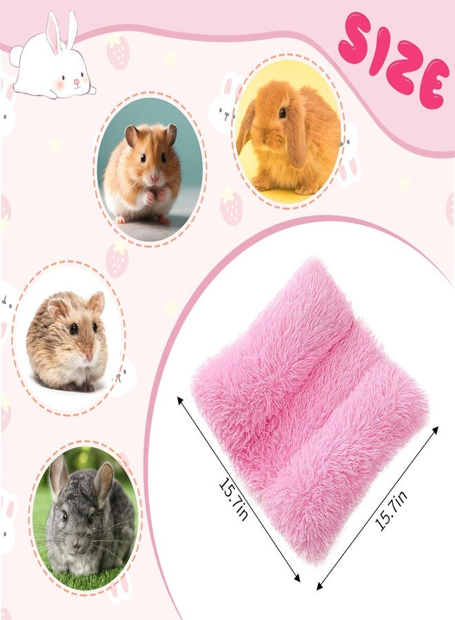 Vicenpal 15.7 x 14 Inch Pink Rabbit Bed Thickened Soft Fluffy Bunny Bed Warm Cuddle Cushion Plush Mat Small Pet Flop Mat Cotton Pillow Concave for Rabbit Guinea Pig Small Animals - Image 2