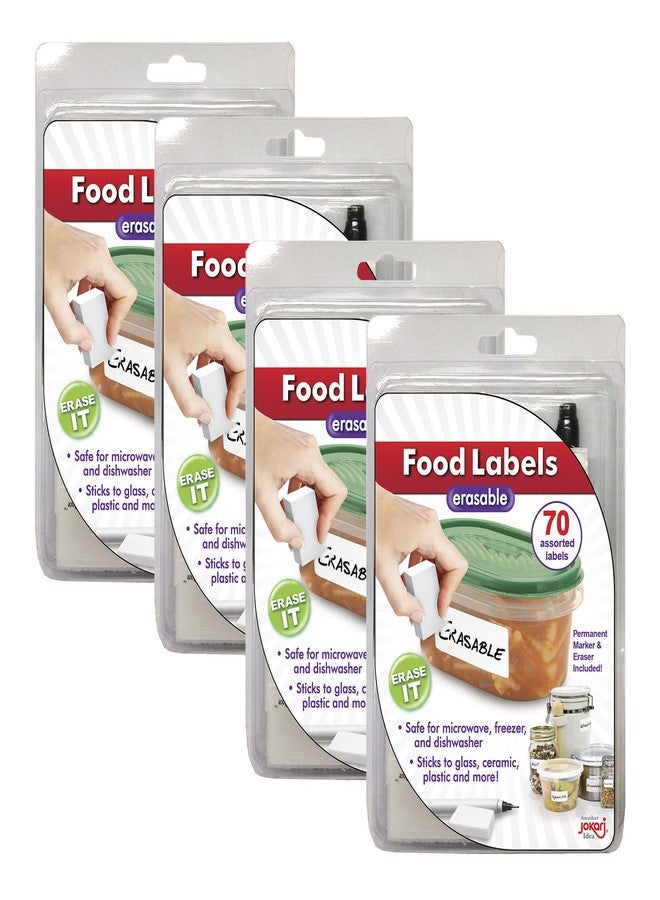 Jokari Erasable Food Labels 4-Pack Starter Kits With Pen & Erasers, Reusable Label Multi-Color, Freezer, Microwave & Dishwasher Safe Kitchen Tool for All-Purpose Meal Organization by Jokari - Image 1