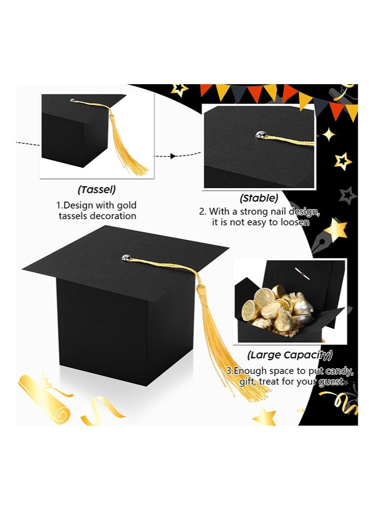 50 Pack Graduation Candy Boxes, Graduation Cap Gift Sugar Chocolate Boxes with Yellow Tassel, DIY Grad Treat Box for Graduation Party Favors Boxes, Graduation Decor Party Supplies - Image 3