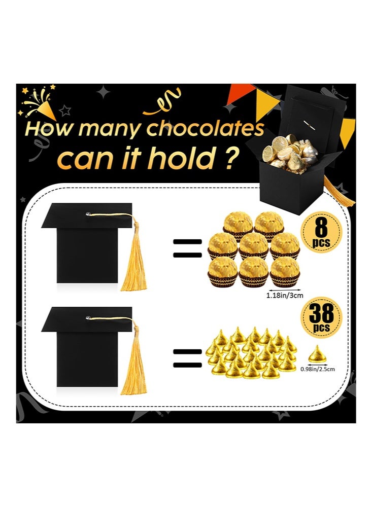 50 Pack Graduation Candy Boxes, Graduation Cap Gift Sugar Chocolate Boxes with Yellow Tassel, DIY Grad Treat Box for Graduation Party Favors Boxes, Graduation Decor Party Supplies - Image 4