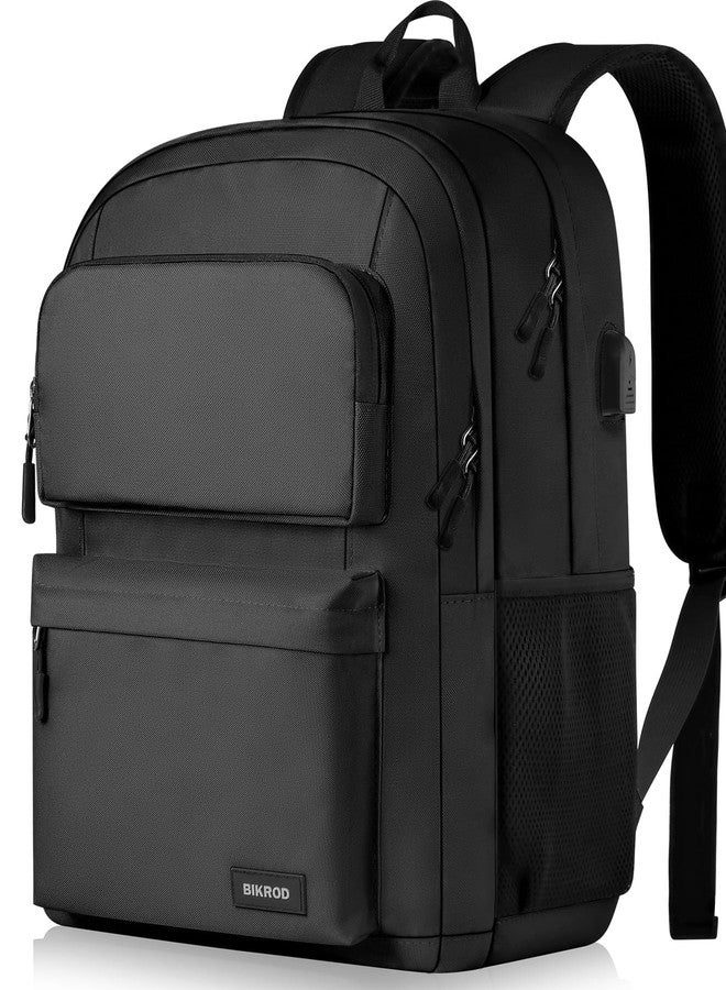 BIKROD Backpack for School Teen Boys and Girls, School Backpack for Men and Women, Large Kids Bookbag with USB Charging Port Fit 15.6 Inch Laptop/Notebook, Black - Image 1