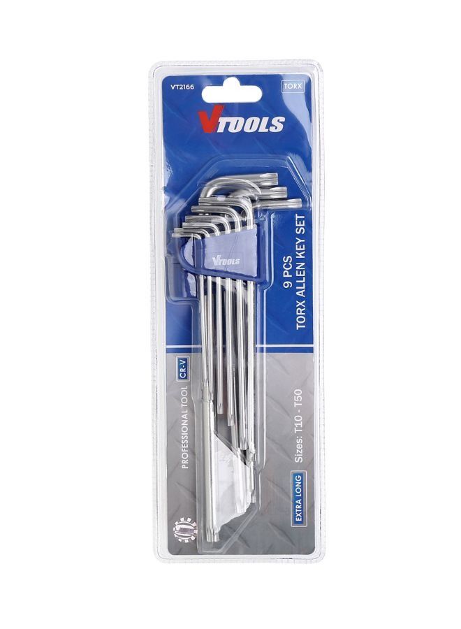 VTOOLS 9 Piece Extra Long Torx Key Wrench Set