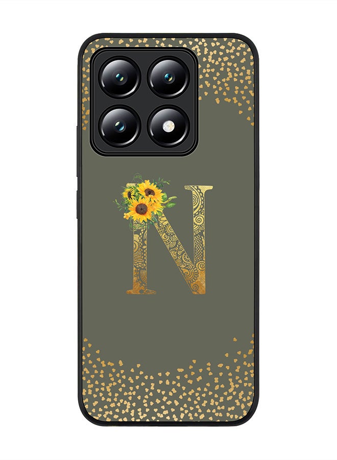 Stylizedd For Xiaomi 14T Case,Slim fit Camera Protection, Shockproof Thin Phone cover - Custom Floral Monogram - N (Olive Green ) - Image 1
