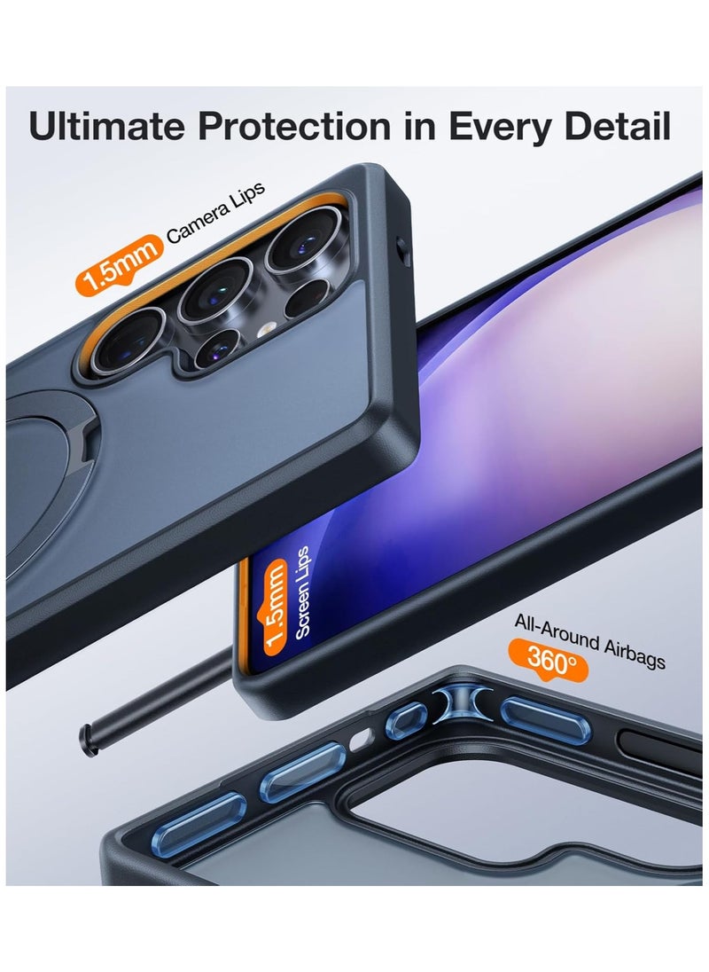 TORRAS - Magnetic Stand for Samsung Galaxy S25 Ultra Case, [Fit for Magsafe] [Mil Grade Drop Tested] Ring Shockproof Translucent Slim Protective Phone Case for Samsung S25 Ultra Case Ostand, Black - Image 1