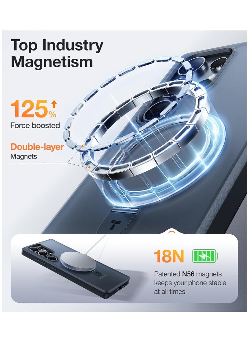 TORRAS - Magnetic Stand for Samsung Galaxy S25 Ultra Case, [Fit for Magsafe] [Mil Grade Drop Tested] Ring Shockproof Translucent Slim Protective Phone Case for Samsung S25 Ultra Case Ostand, Black - Image 1