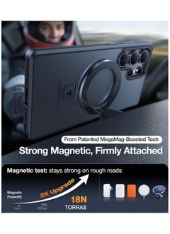 TORRAS Magnetic Stand for Samsung Galaxy S25 Ultra Case, [Fit for Magsafe] [Mil Grade Drop Tested] Ring Shockproof Translucent Slim Protective Phone Case for Samsung S25 Ultra Case Ostand, Black  - Image 3