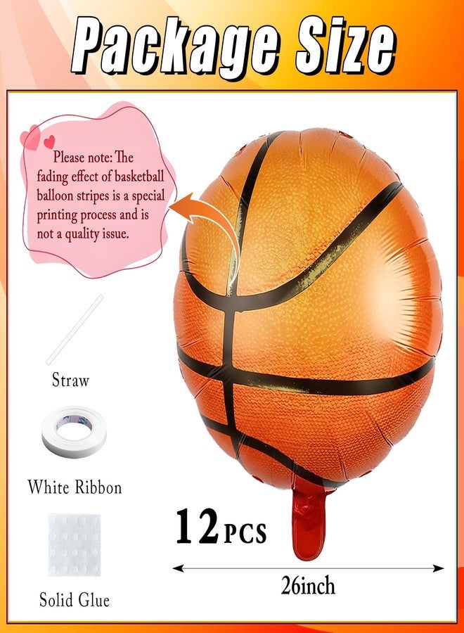 KHC-KHF Basketball Balloons Foil 18 Inch 10 Pack Sports Birthday Party Decor Game Day School Event Team Celebration Supplies - Image 2