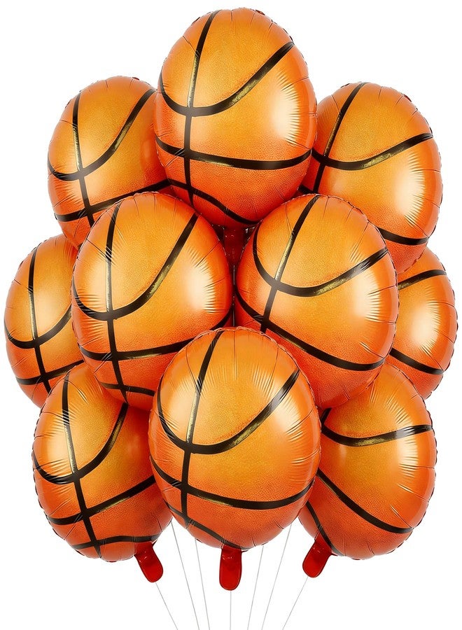 KHC-KHF Basketball Balloons Foil 18 Inch 10 Pack Sports Birthday Party Decor Game Day School Event Team Celebration Supplies - Image 1