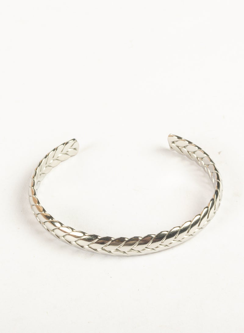 The Black Pearl Accessories Free Size Stainless Steel Silver Bracelet For Him - Image 1