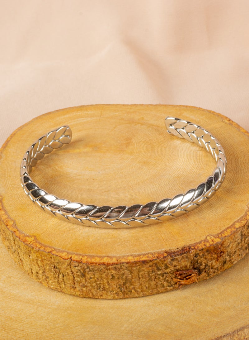 The Black Pearl Accessories Free Size Stainless Steel Silver Bracelet For Him - Image 2