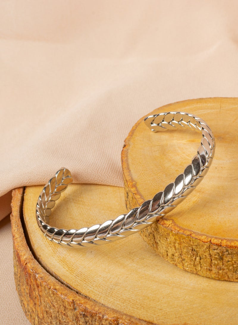 The Black Pearl Accessories Free Size Stainless Steel Silver Bracelet For Him - Image 3