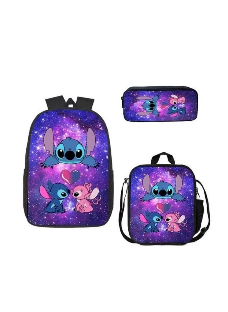 general 3-Piece Cartoon Stitch 3D Print Backpack Set - Image 1