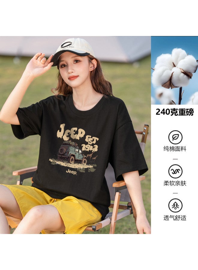Jeep Women'S Short Sleeve T-Shirt 2025 Summer New Loose Comfortable Cotton Round Neck Top Fashion Versatile Women'S Clothing - Image 2