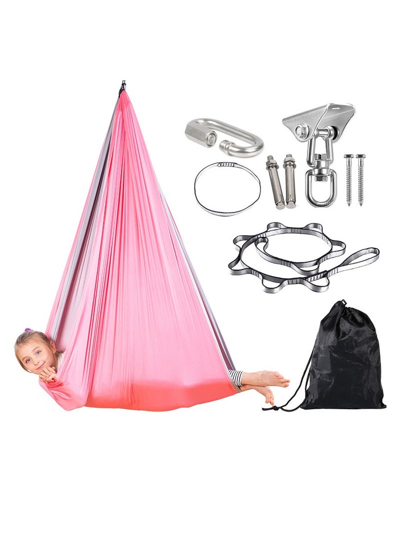 general Children's sensory swing hammock double-layer two-color elastic sensory soothing indoor and outdoor hanging chair (230 * 150CM with swinging plate) - Image 1