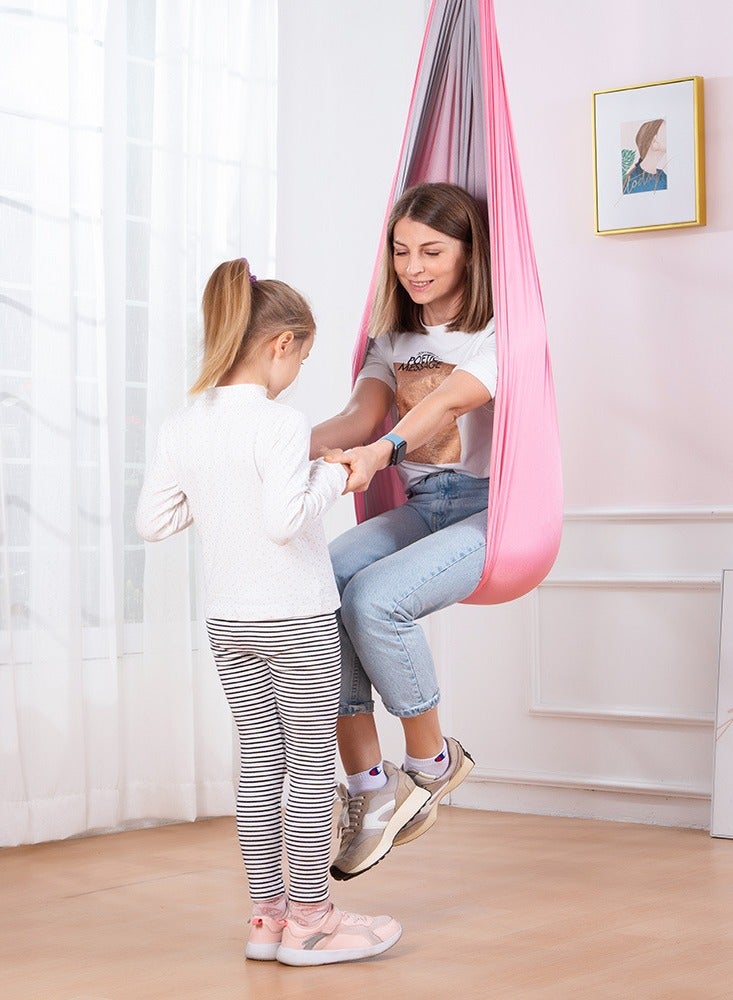 general Children's sensory swing hammock double-layer two-color elastic sensory soothing indoor and outdoor hanging chair (230 * 150CM with swinging plate) - Image 5