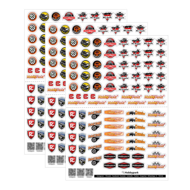 HobbyPark PreCut Sponsor Decals Stickers Sheets for 116 118 124 Scale RC Crawler Cars Truck fit TRX4M SCX24 AX24 FCX18 FCX24 Body Shell Die Cut