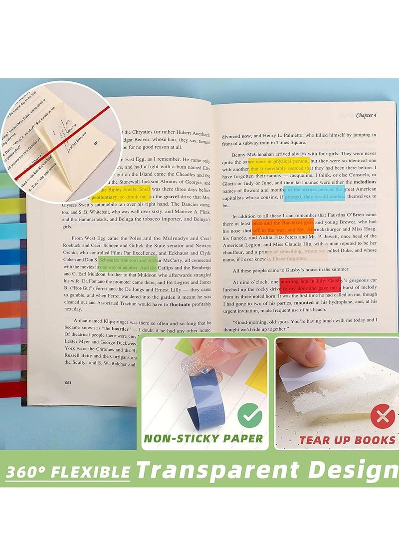 Sticky Index Tabs, 2800pcs Page Tabs Sticky Flags Markers Clear Sticky Notes Page Colored Writable and Repositionable Index Tabs for Page Marking Classify File
