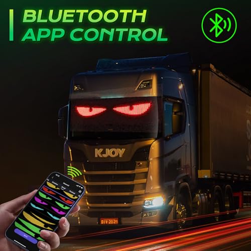 KJOY Huge Bright Devil Eyes LED Light for Car，23''x5'' Flexible Digital Scrolling LED Display，Bluetooth APP Control Custom Text Pattern Animation LED Store Sign for Car Business Hotel School（1pcs） - Image 5