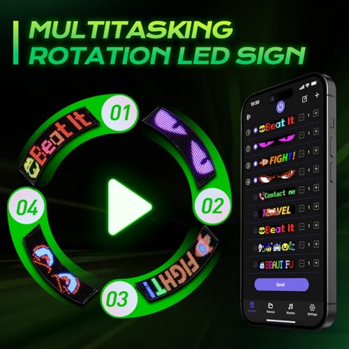 KJOY Huge Bright Devil Eyes LED Light for Car，23''x5'' Flexible Digital Scrolling LED Display，Bluetooth APP Control Custom Text Pattern Animation LED Store Sign for Car Business Hotel School（1pcs） - Image 3