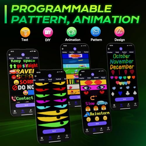 KJOY Huge Bright Devil Eyes LED Light for Car，23''x5'' Flexible Digital Scrolling LED Display，Bluetooth APP Control Custom Text Pattern Animation LED Store Sign for Car Business Hotel School（1pcs） - Image 2