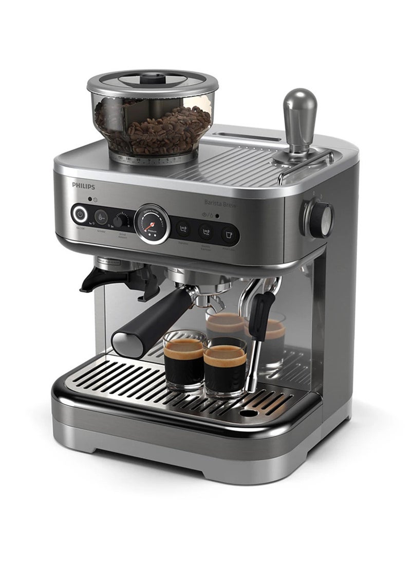 Philips Barista Brew Semi-Automatic Espresso Machine, 280 G Dual Bean Container, 58 Mm Stainless Steel Portafilter, Premium Calibrated Tamper, Pid Temperature Control And Pre-Infusion,Metal Conical Burr Grinder With 15 Grind Sizes,15 Bar Pressure 450 ml 1350 W PSA3228/01 Silver - Image 2